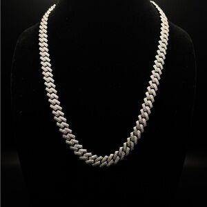 12mm 24” 31.62ctw VVS1 D color necklace on solid .925 silver chain